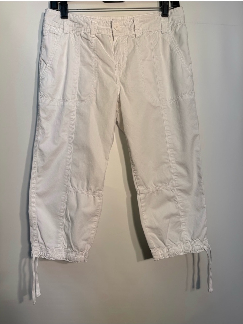 Calvin Klein Jeans White Drawstring Hem Capris